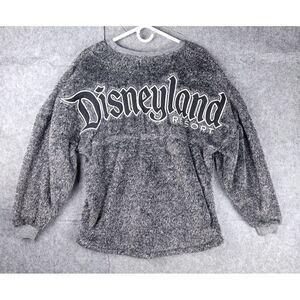 Spirit Disney Sweater Women's Small Oversized Sherpa Fuzzy Spellout Warm Gray